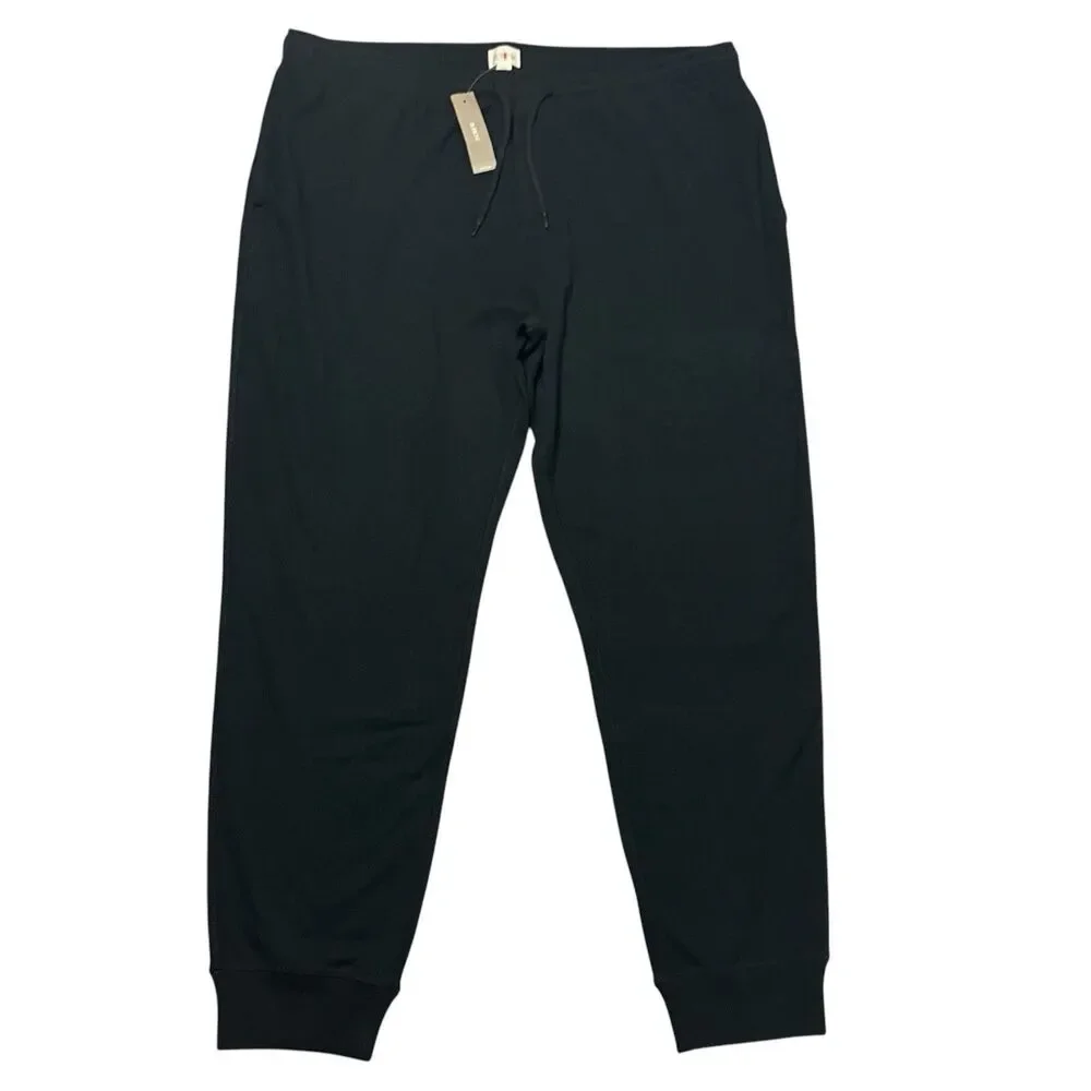 J Crew Heritage Brushed Rib Knit Jogger Mens‎ XL Black Cotton Sweatpants BS571